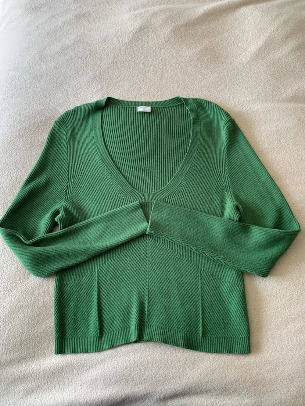 Abercrombie & Fitch Emerald Green Ribbed V-Neck Sweater